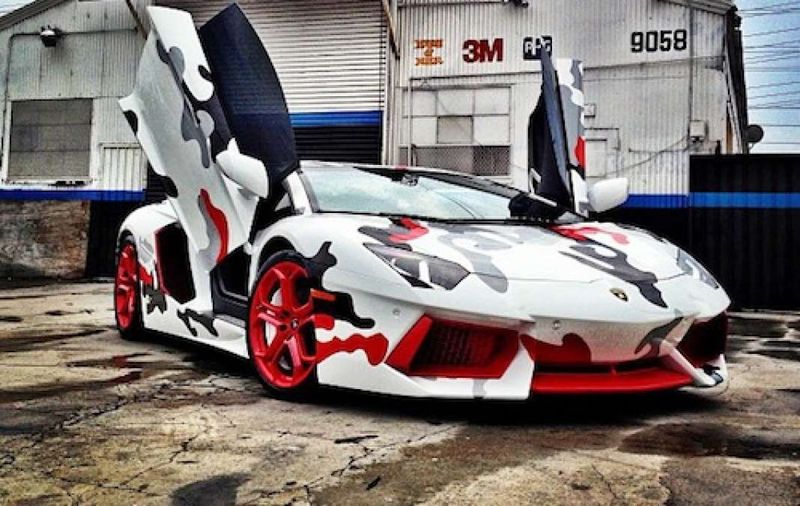 Chris Brown's Camo Lamborghini Aventador